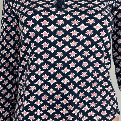 Front print detail view of the Mix Women's Floral Long Sleeve Top