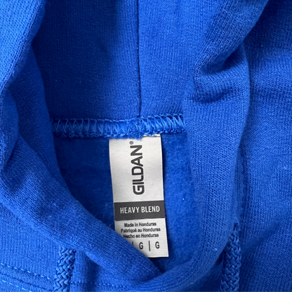 Label view of the men's Gildan Vintage 70's Hoodie