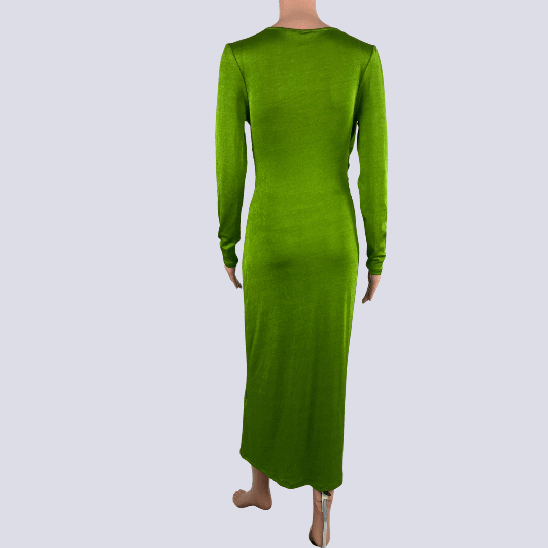 H&M Long Sleeve Midi metal Green Dress Small H&M Long Sleeve Midi metal Green Dress Small