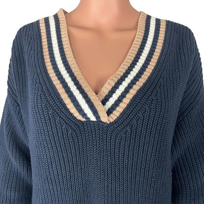Front detail view of the The Upside Josette V Neck Knit Sweater