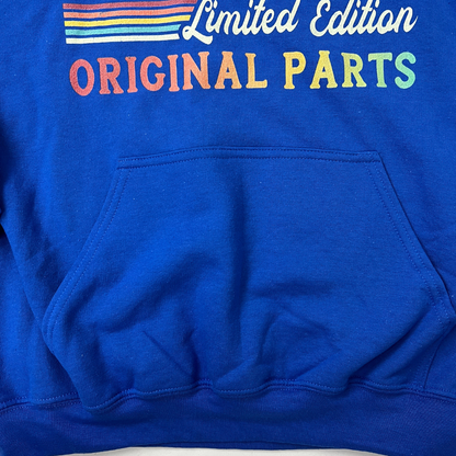 Front pocket view of the men's Gildan Vintage 70's Hoodie