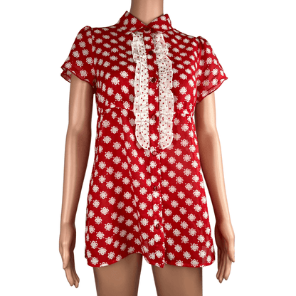 Front view of the 579 Retro Red & White Mini Dress