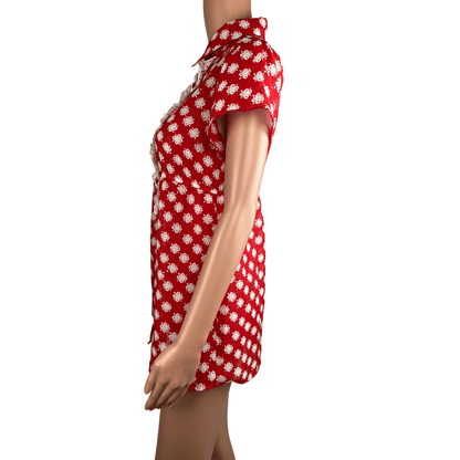 Front view of the 579 Retro Red & White Mini Dress
