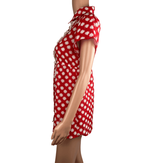 Front view of the 579 Retro Red & White Mini Dress