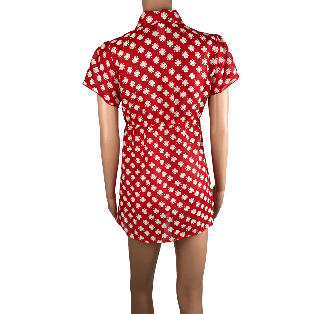 Front view of the 579 Retro Red & White Mini Dress