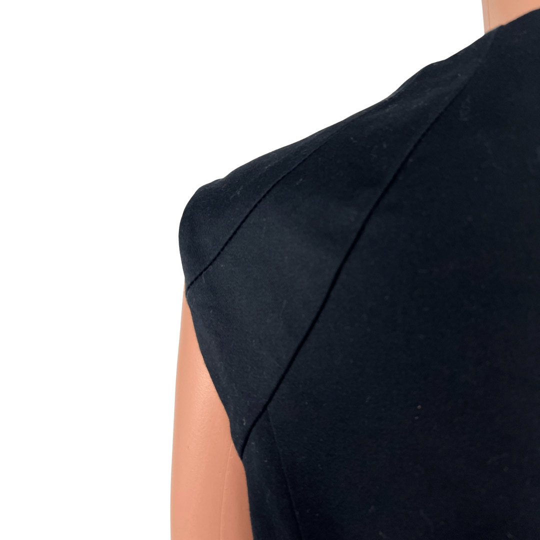 Back detail view of the shoulder on the Cue Black Sleeveless Midi Dress