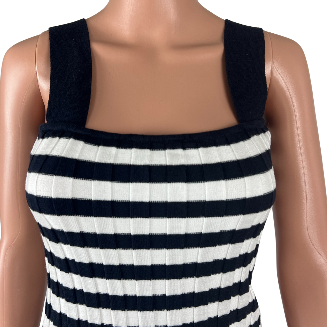 Ebby and I Black and White Stripped Knit Dress Large
