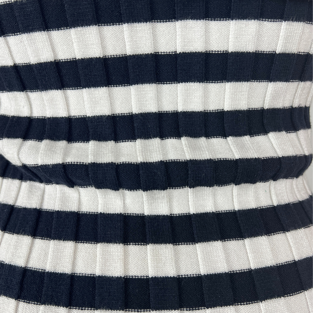 Ebby and I Black and White Stripped Knit Dress Large