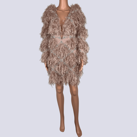Front view of the ASOS faux feather dress