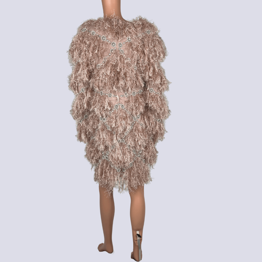 Back view of the ASOS faux feather dress