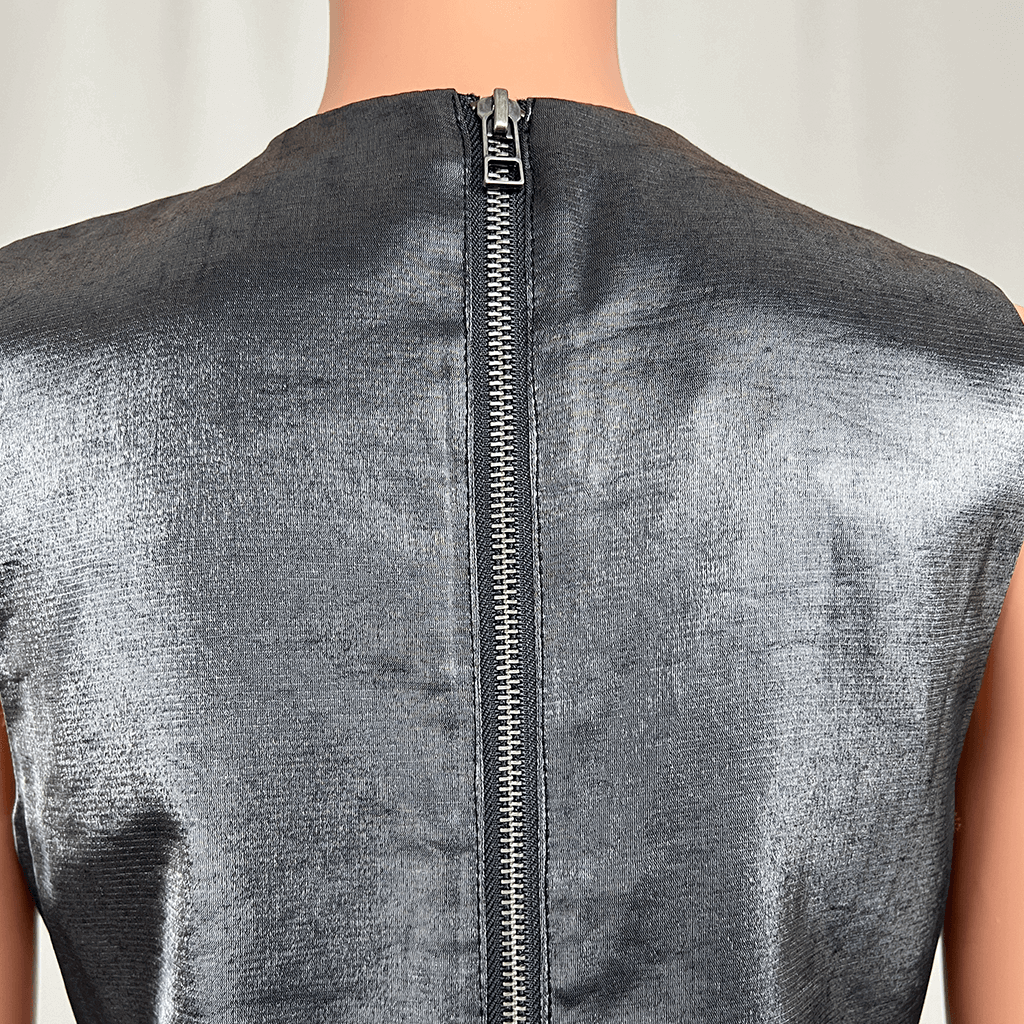 ASOS Metallic Silver Mini Dress Zip Detail