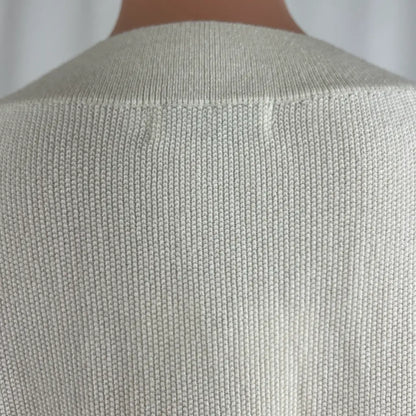 Back Collar View of the A&H Honeycomb V-Neck Knit Cream Jumper