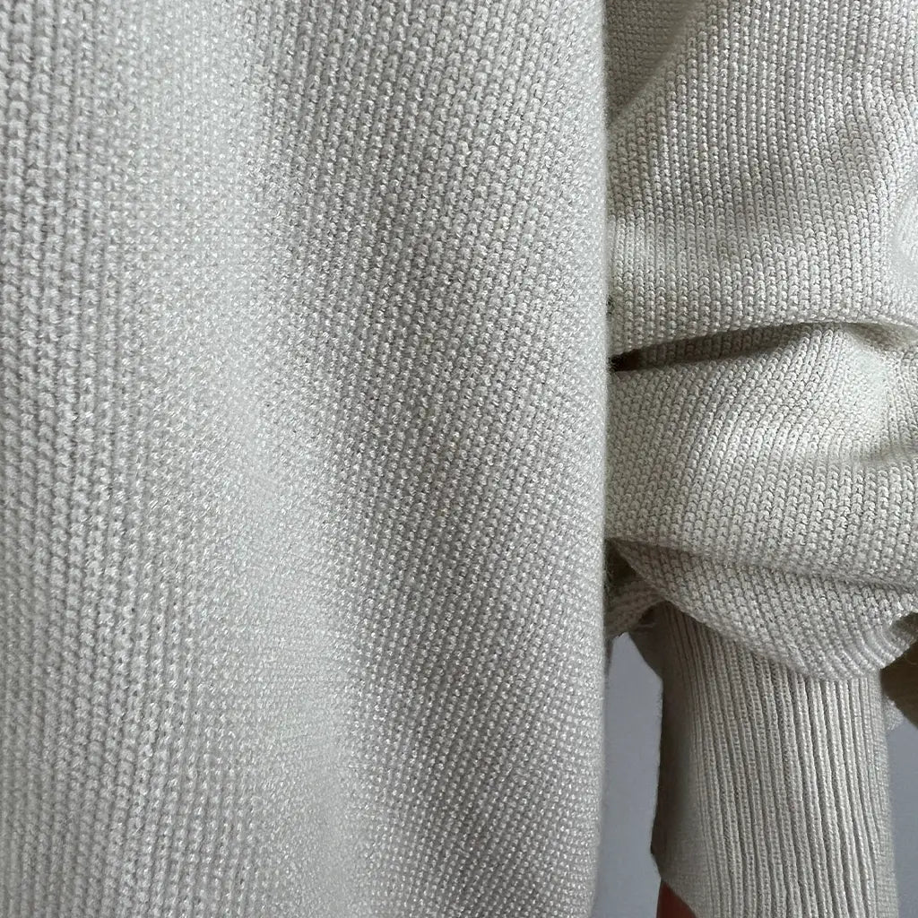 Fabric Detail View of the A&H Honeycomb V-Neck Knit Cream Jumper