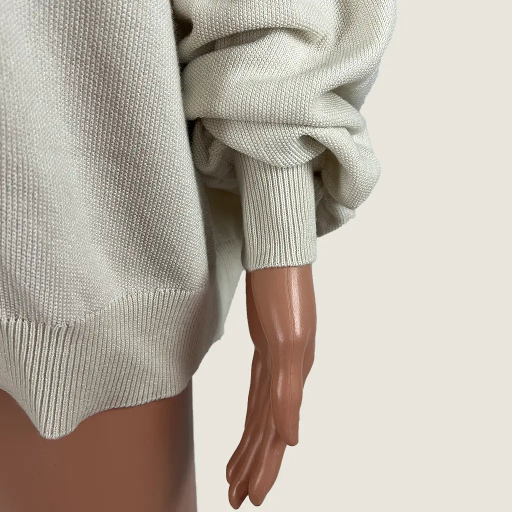 Cuff View of the A&H Honeycomb V-Neck Knit Cream Jumper