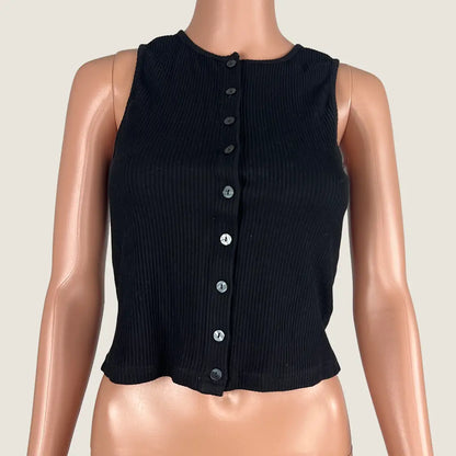 A&H Black Serena Button Front Tank 6