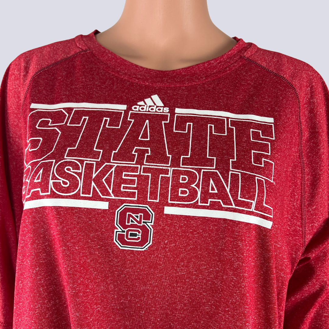 Front detail view of the Adidas basketball top