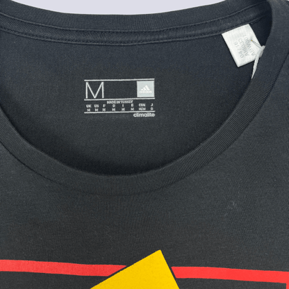 Front neckline view of the Adidas three stripes Tee