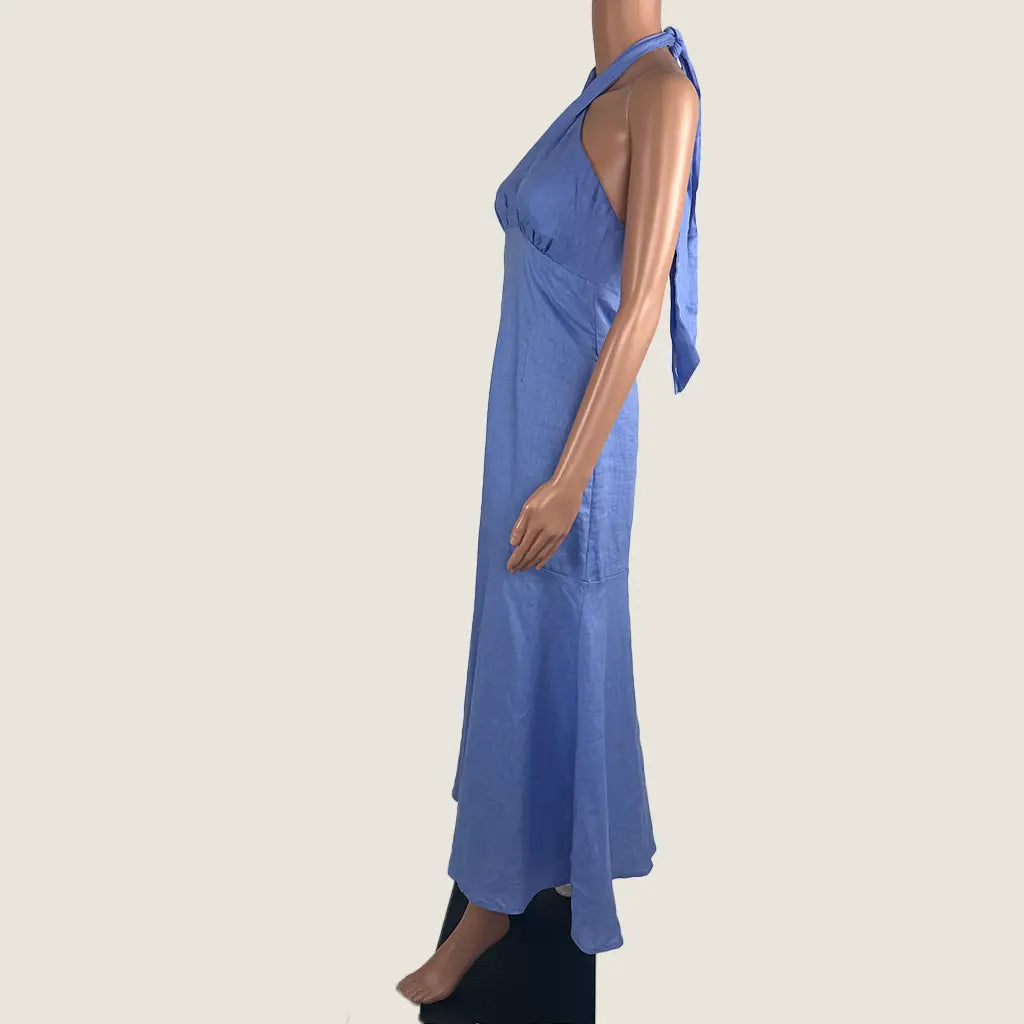 Side View of the Aere Cross Front Halter Dress