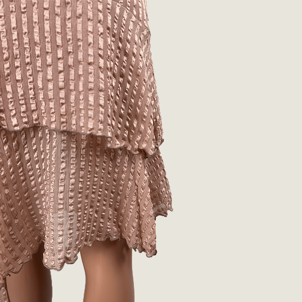 Alannah Hill Pink Wrap Silk Skirt Hem Detail