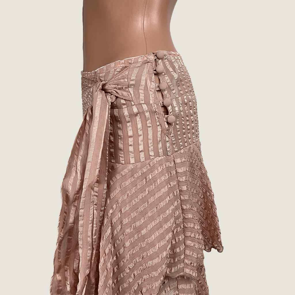 Alannah Hill Pink Wrap Silk Skirt Side Detail