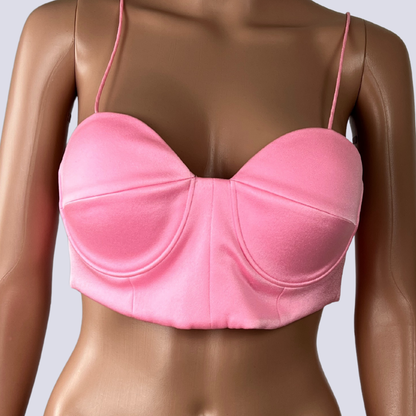 Front view of the Alex Perry Satin Crepe Sweetheart Bra Top