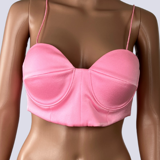 Front view of the Alex Perry Satin Crepe Sweetheart Bra Top