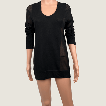 Alexander Wang Black Sheer Knit Top Front