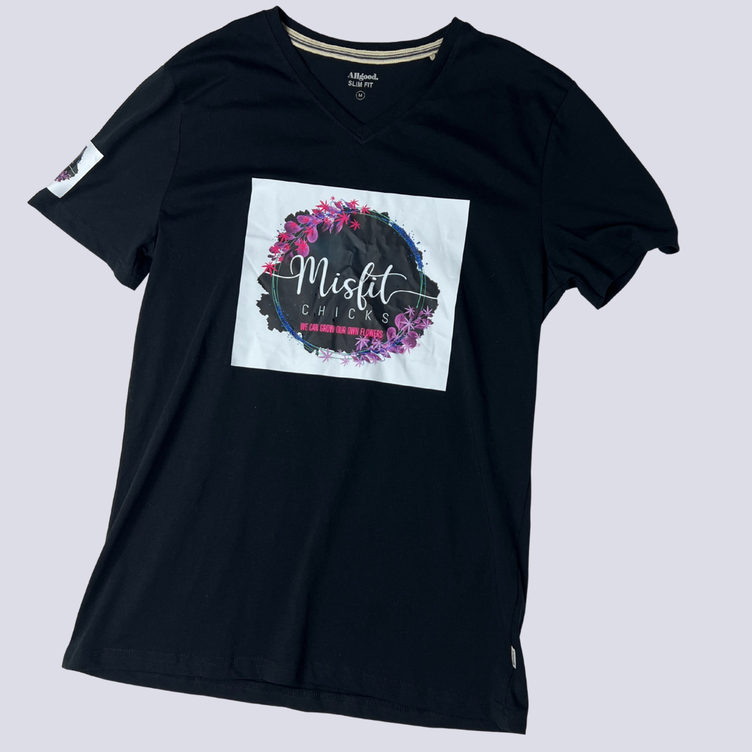 Front view of the Allgood Misfit chicks t-shirt