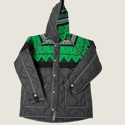 Front View of the Andersson Bell Unisex Nordic Knit Patch Quilted Parka