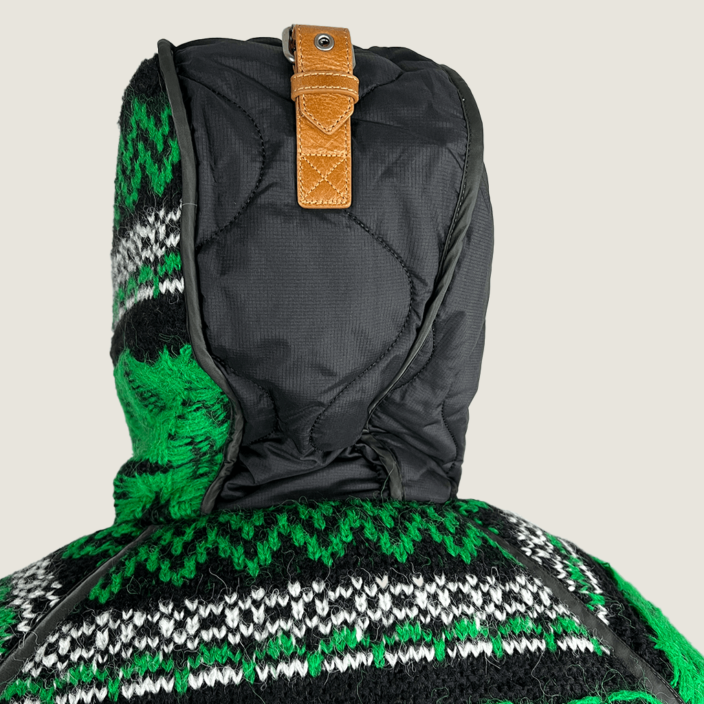 Back detail view of the Andersson Bell Unisex Nordic Knit Patch Quilted Parka