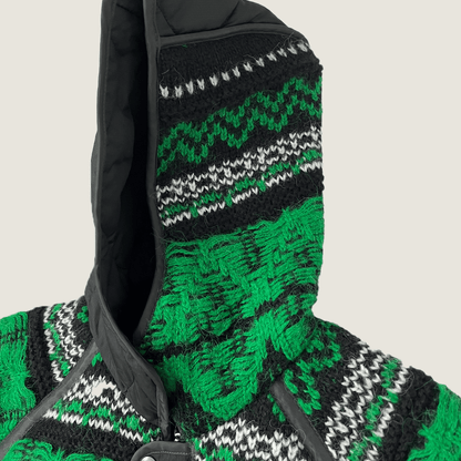 Side detail view of the Andersson Bell Unisex Nordic Knit Patch Quilted Parka