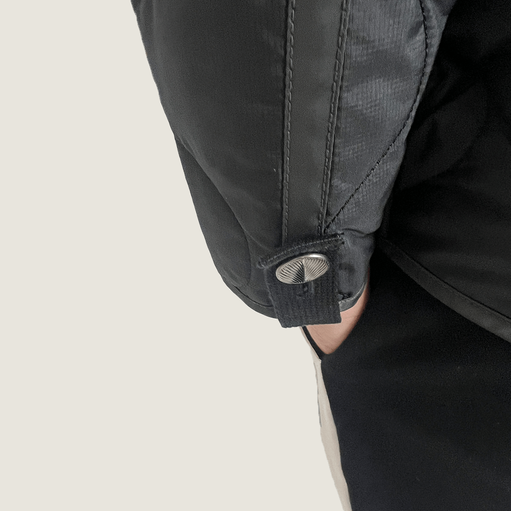 Pocket detail view of the Andersson Bell Unisex Nordic Knit Patch Quilted Parka