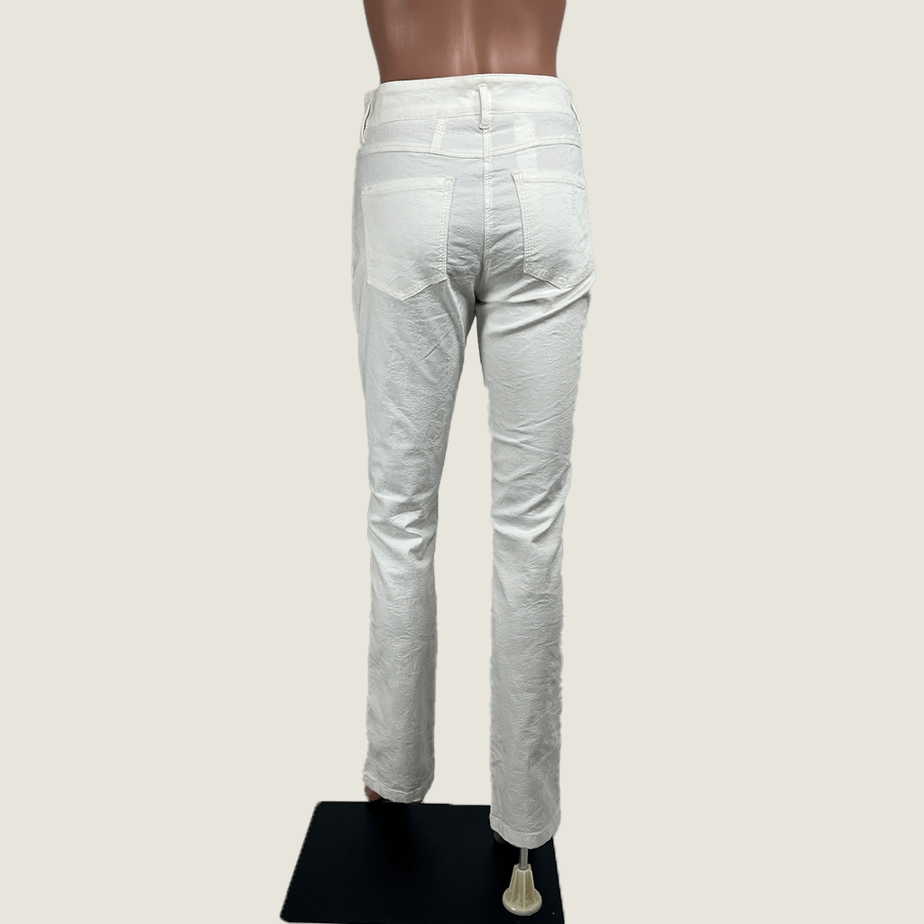 Back view of Apanage Ecru White Stretch Jeans