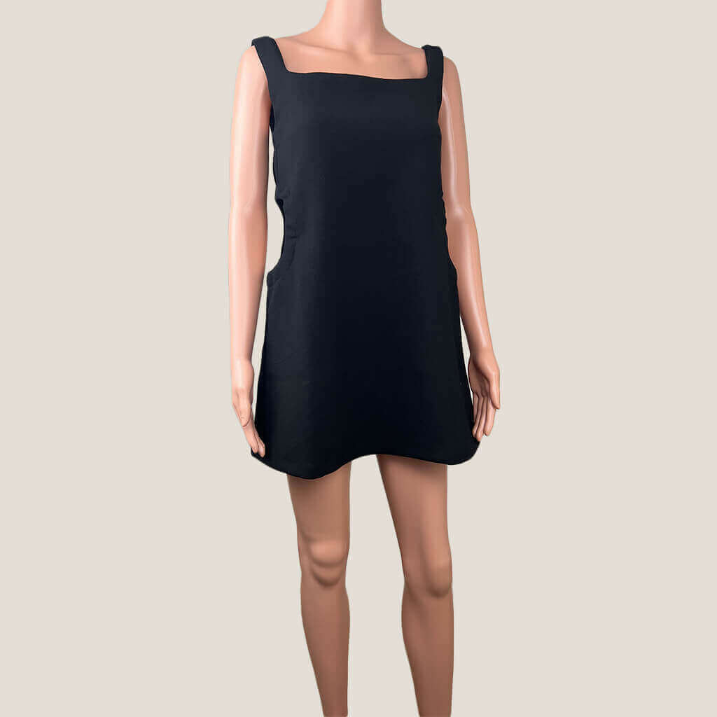 Atout Black Sleeveless Mini Dress With Waist Cut Outs Front