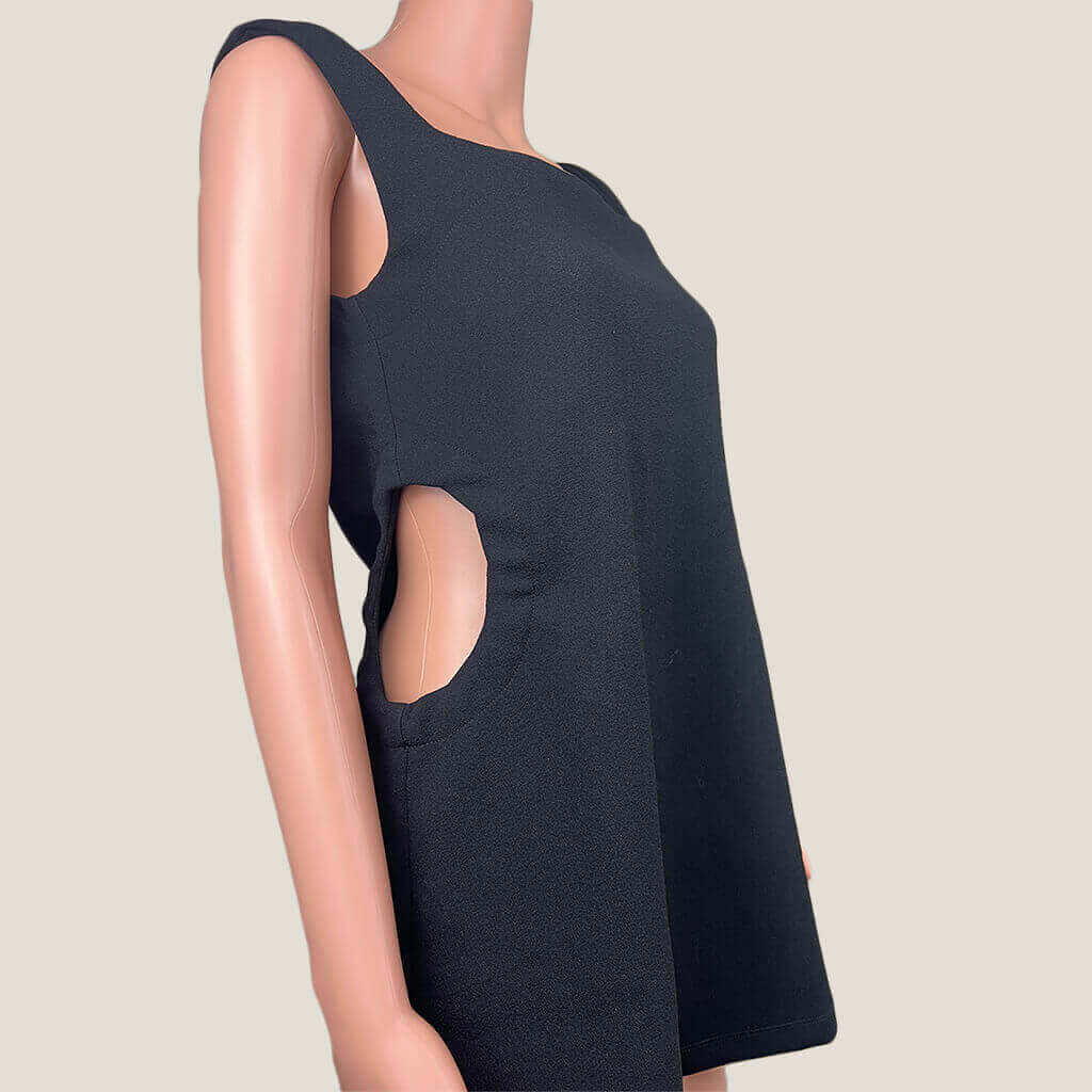 Atout Black Sleeveless Mini Dress With Waist Cut Outs Side Detail