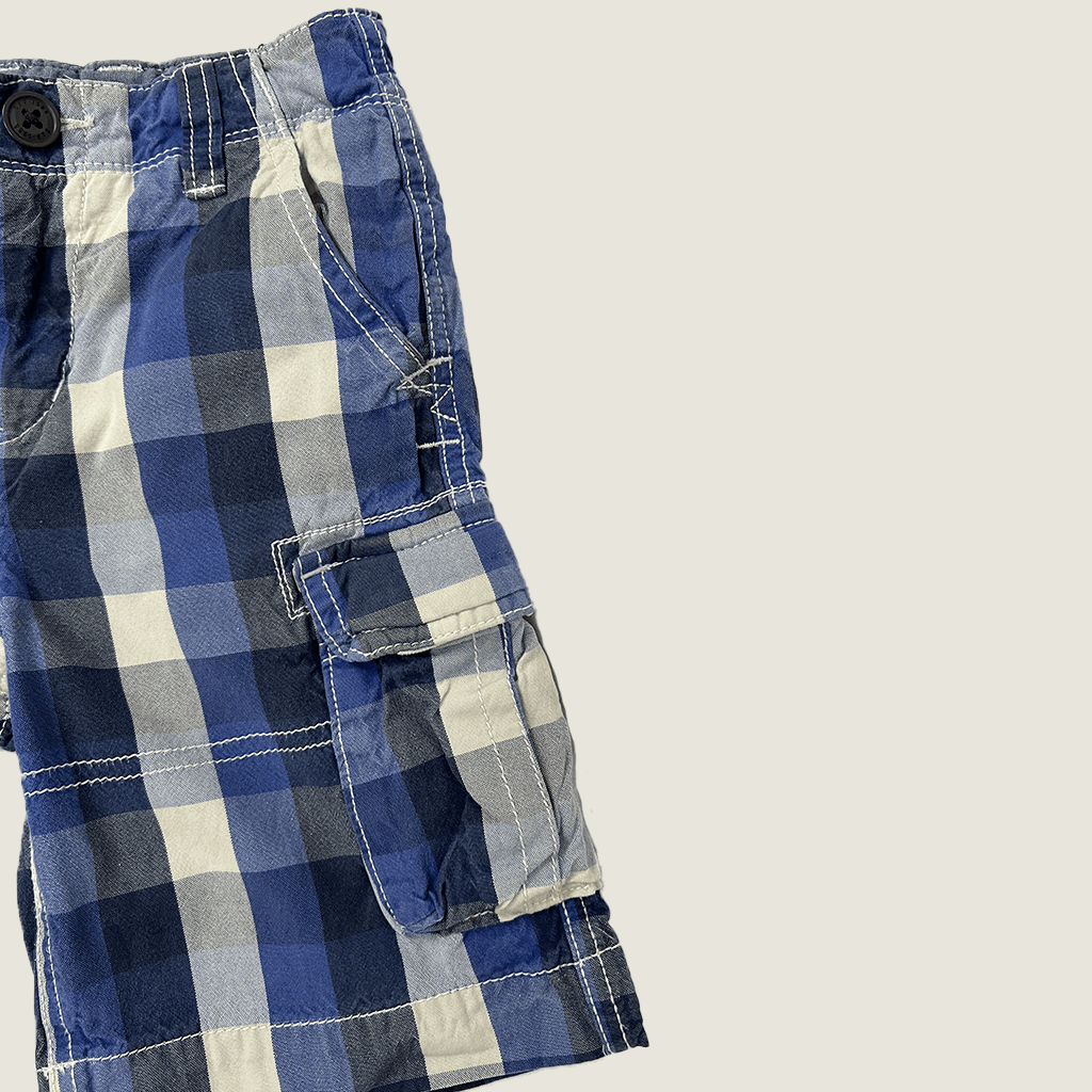 Baby Gap Blue Check Cargo Short Pocket Detail