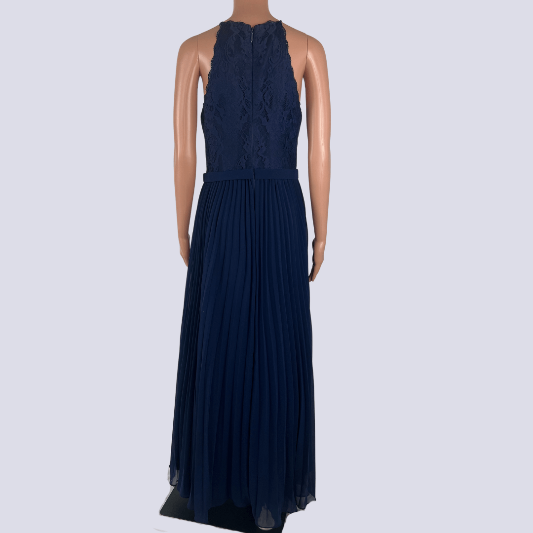 Back View of the Bariano blue sleeveless dress