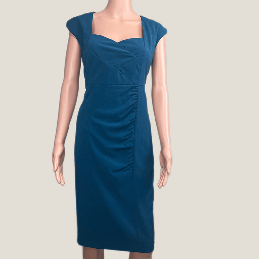 Basque Teal Sleeveless Dress Front