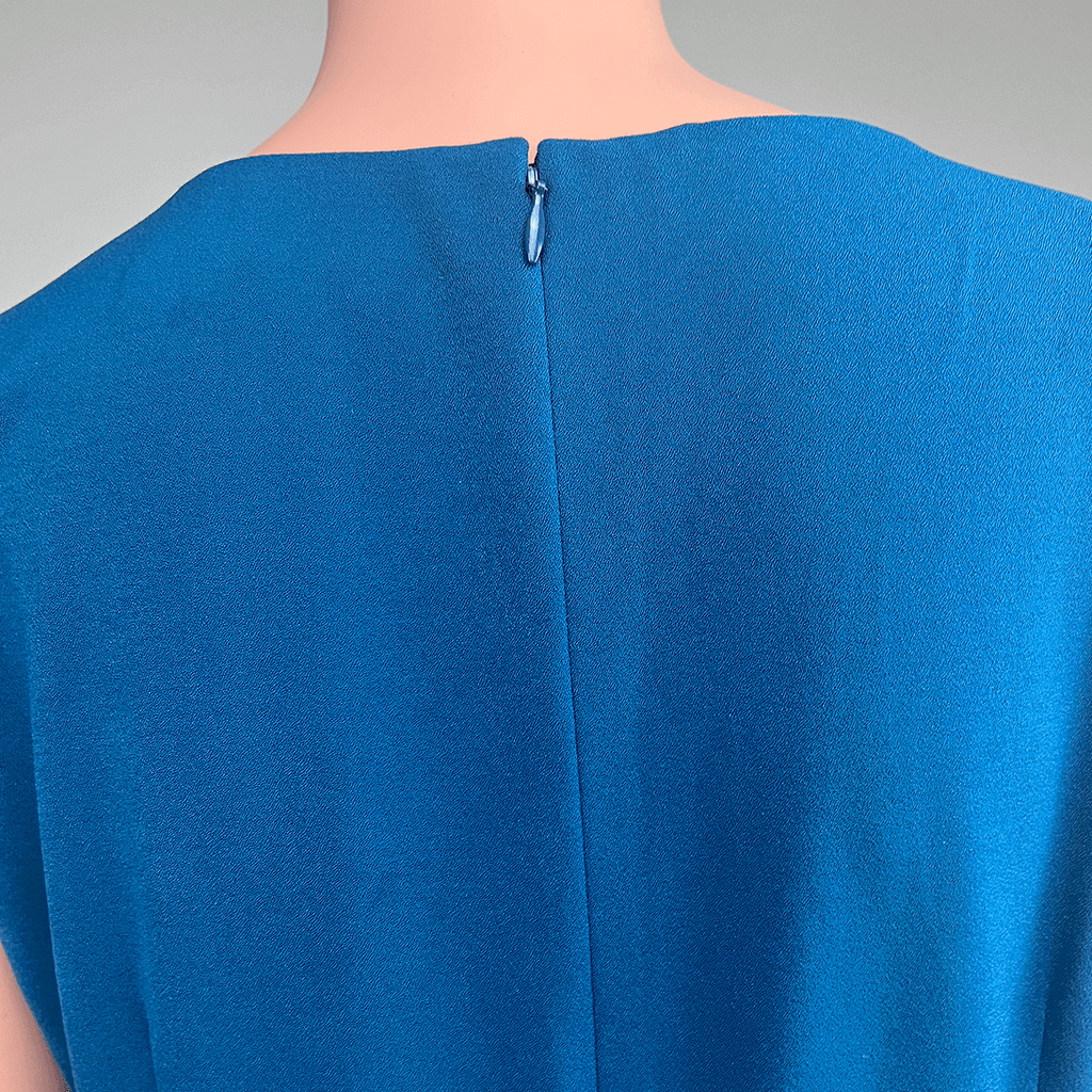 Basque Teal Sleeveless Dress Zip Detail