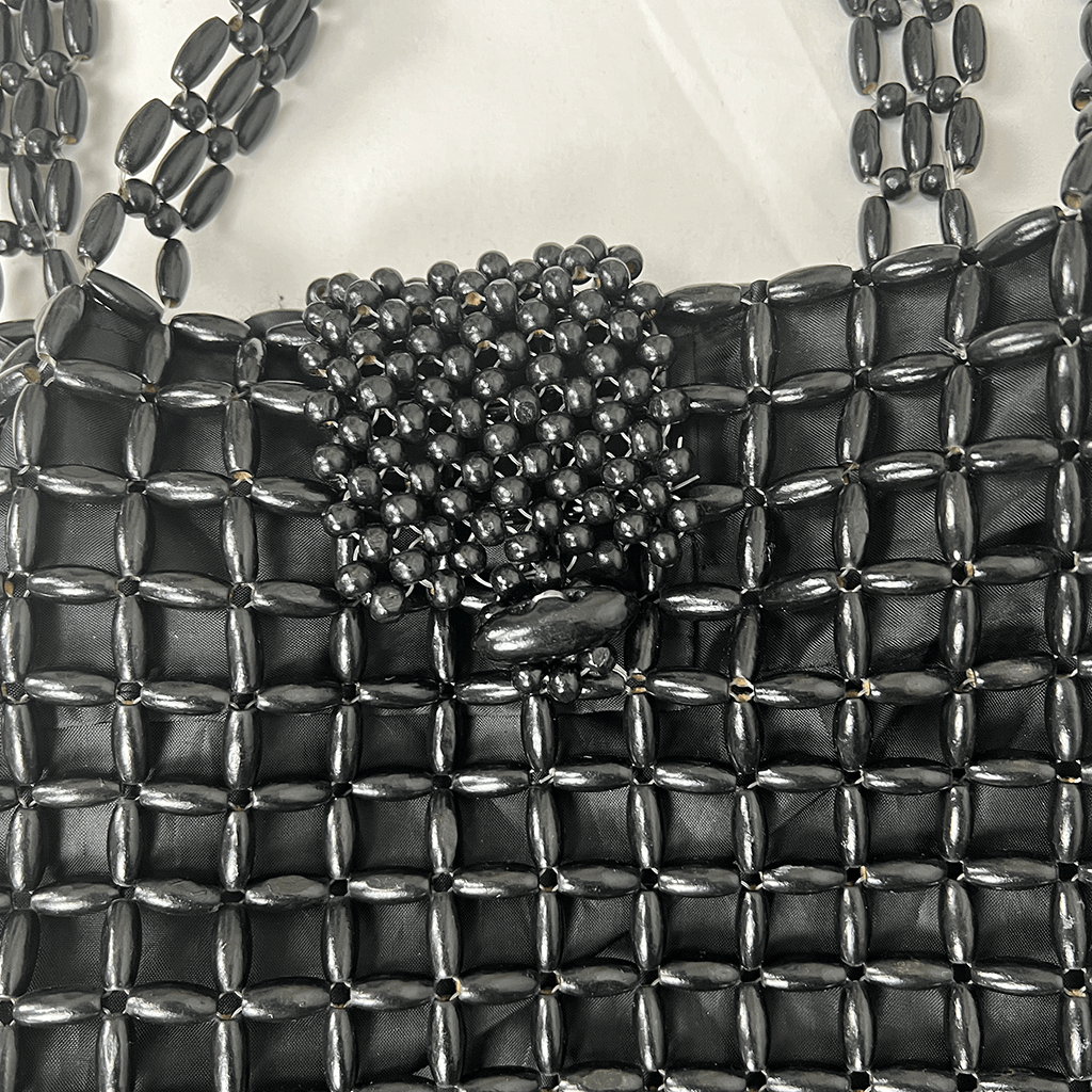 Black Beaded Shoulder Bag Detail