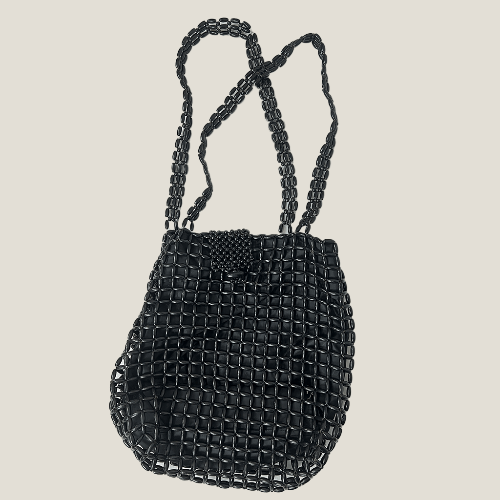 Black Beaded Shoulder Bag Front