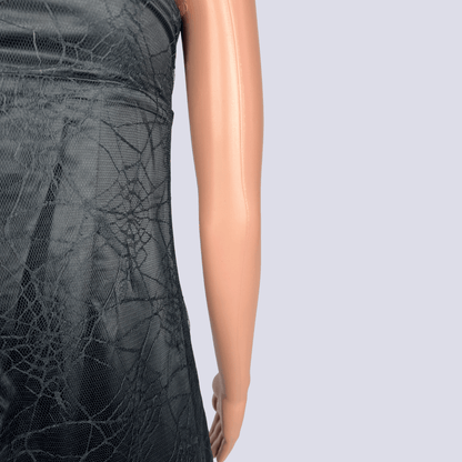 Side detail view of the Black Friday web lace dress