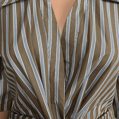 Blanca Alessandra Striped Dress Twist Knot Detail