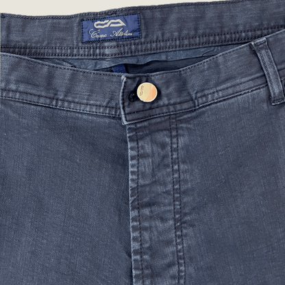  Front button detail closed view of the C Attolini Denim Chino Trouser