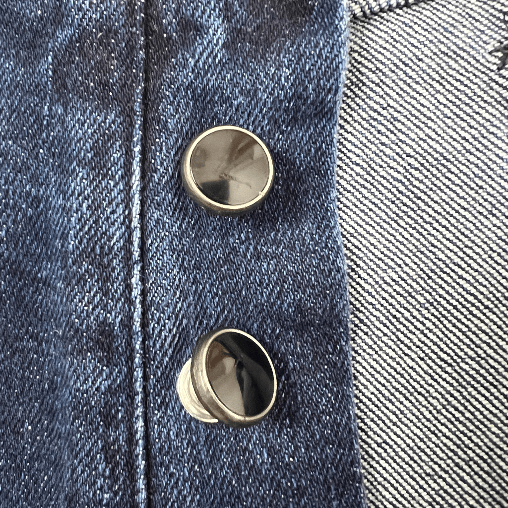 Close up detail view of the buttons on the C Attolini Denim Trouser