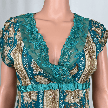 Cherrie Paisley Slip Dress Bust Detail