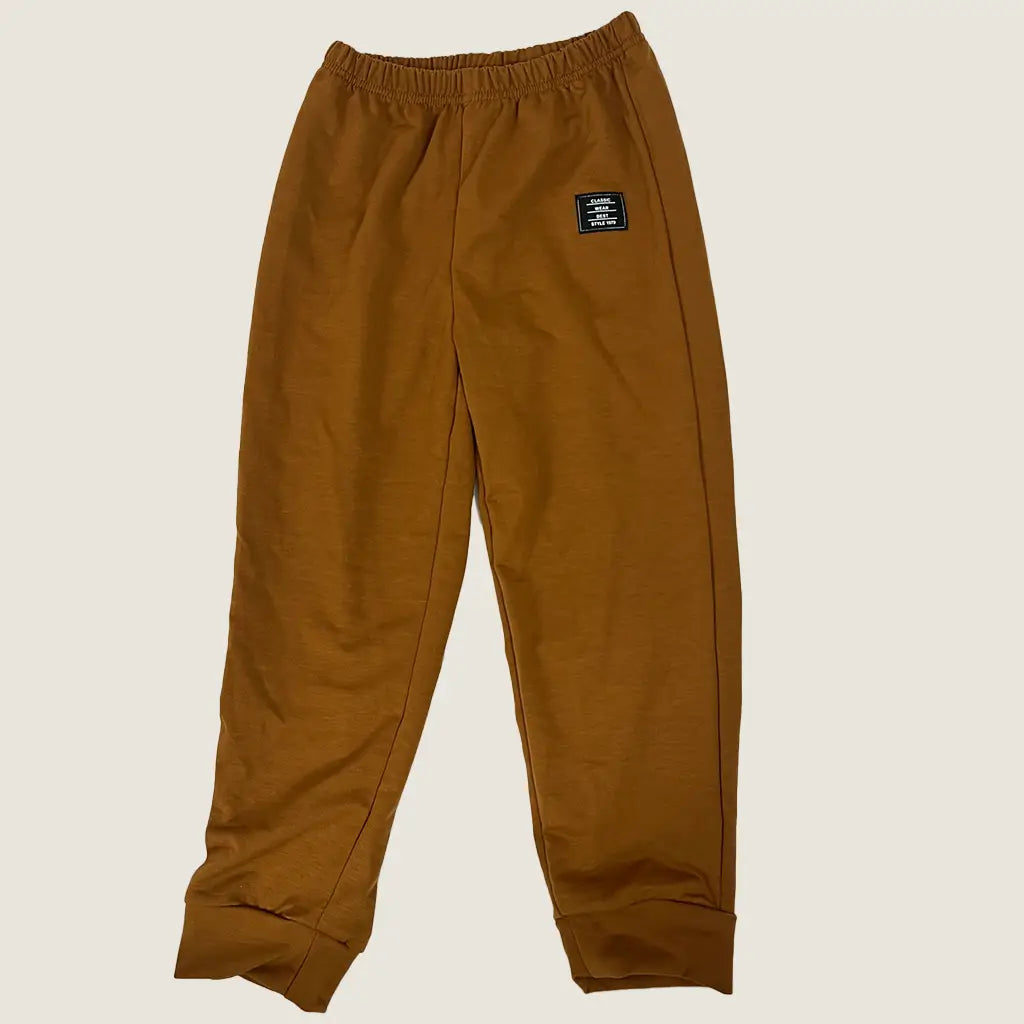 Front View of Classic Wear Boys Sweat Pant in Tan