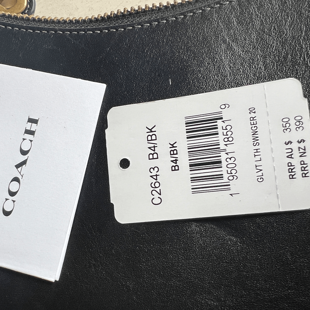 Close Up View of the Price Label on the Coach Swinger 20 Shoulder Bag