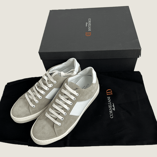 View of the Corneliani Mens Sneaker with Box and Shoe Covers