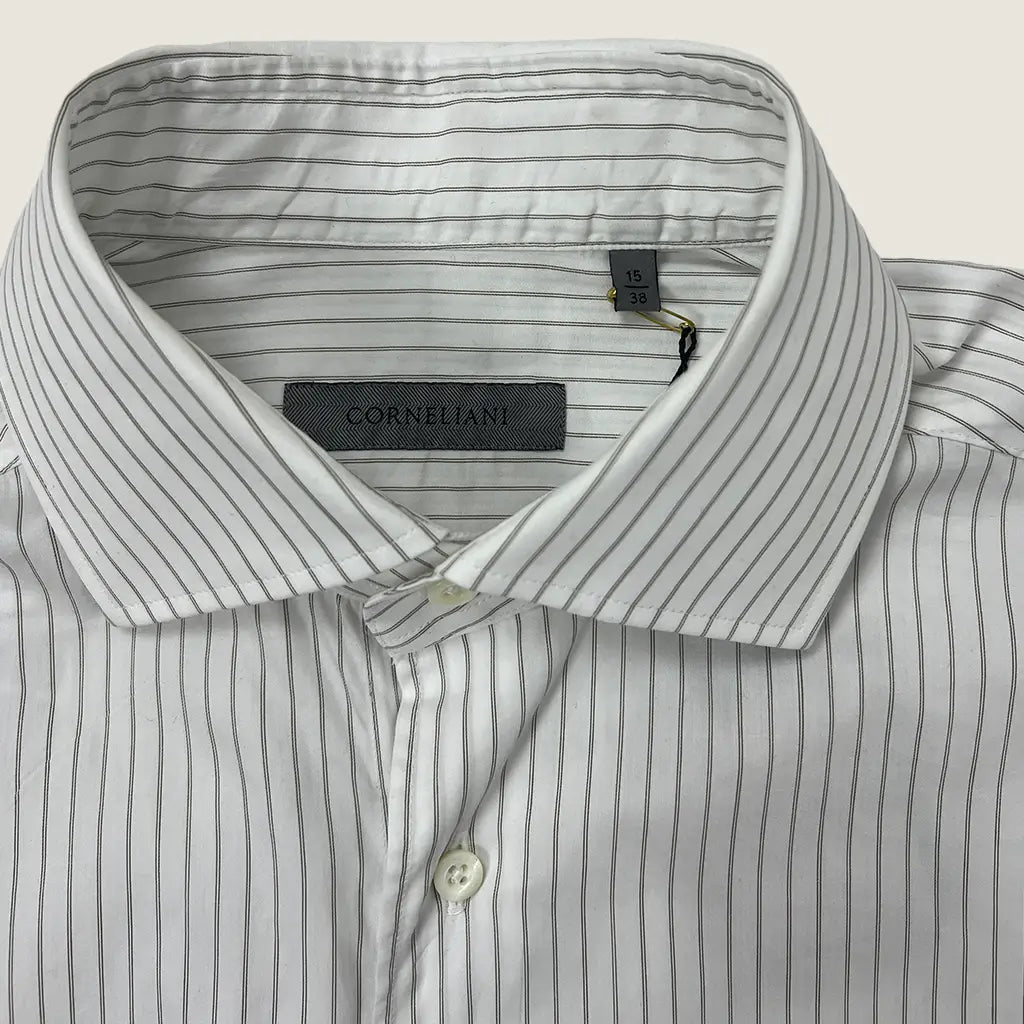 Front Collar View of the Corneliani Stripe Business Shirt